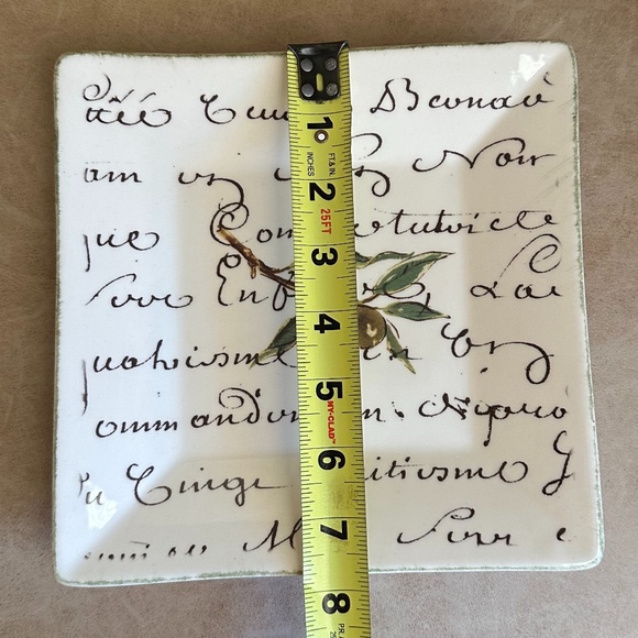 Williams-Sonoma 7 3/4" Square Olive Script Salad Plates Set of 3 Earthenware - Picture 9 of 9